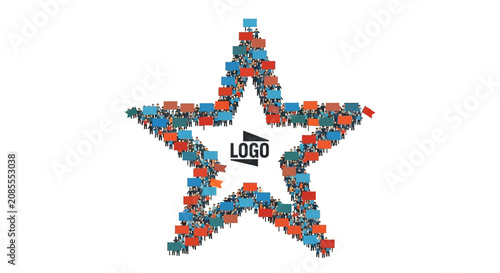 Star shape formed by diverse people icons with 