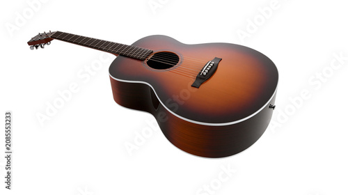 Schilderij op canvas Acoustic guitar with sunburst finish and white binding