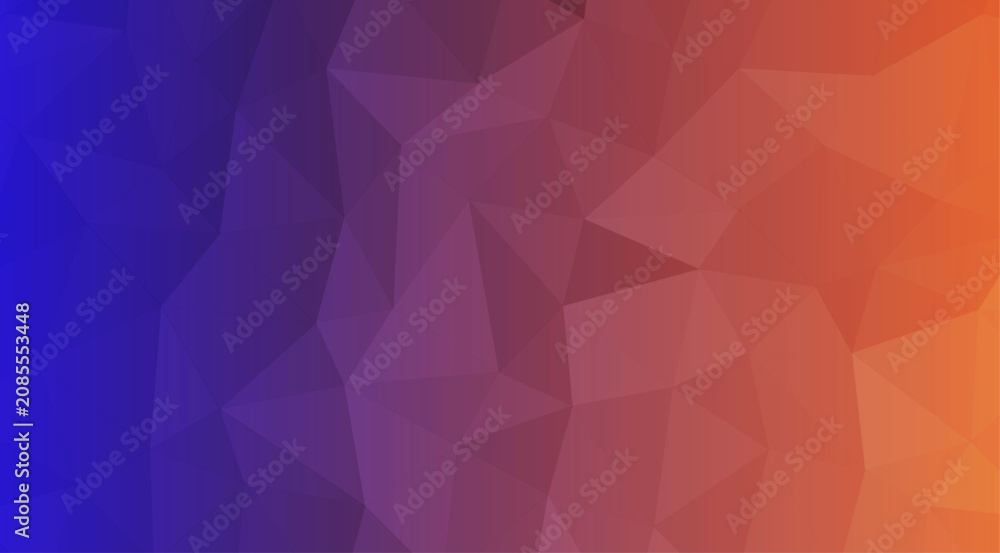Fototapeta premium Low poly geometric background, with blue to, orange gradient transition, triangular mesh pattern triangle