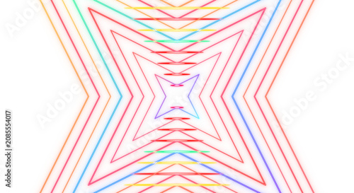 Konstfotografi abstract colorful geometric shape png, a symmetrical, kaleidoscopic pattern formed by concentric, angular shapes in pastel colors, predominantly pinks, yellows, blues, and greens
