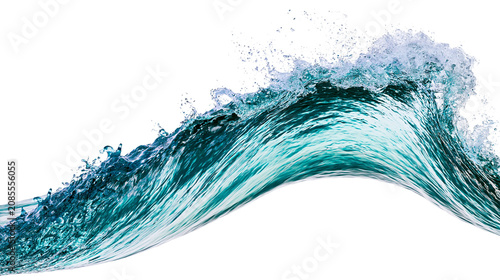 Foto Turquoise ocean wave cresting with white foam and spray