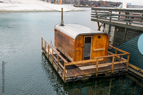 Norwegian floating saunas across the Oslo Opera House