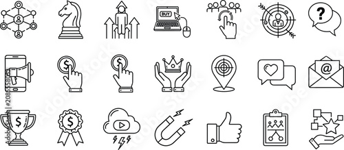Simple line representing business finance marketing communication and technology concepts des
