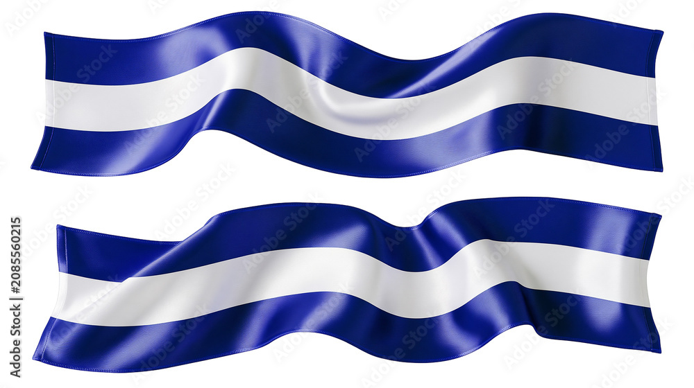 Obraz premium Waving blue and white striped ribbons
