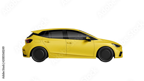 Fotografía Yellow hatchback car side view