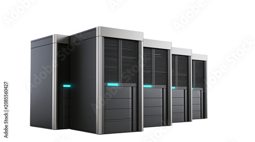 Obraz na płótnie Server racks with blue LED lights