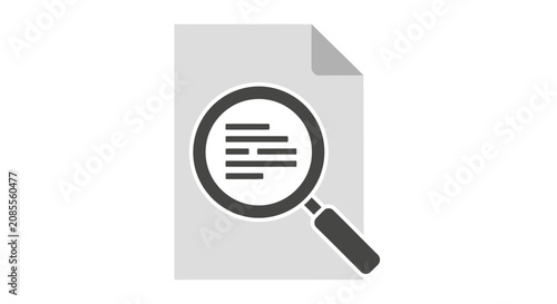 Quadro su tela Document, magnifying glass, search, investigation, research icon, vector graphic