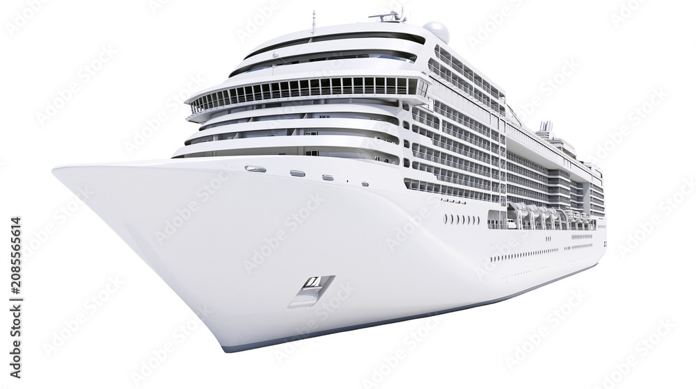 Fotografie Modern white cruise ship with multiple decks and windows