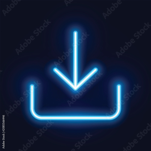 Vector Download Icon With Neon Style