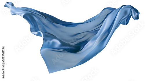 Foto Flowing blue silk fabric waving in motion