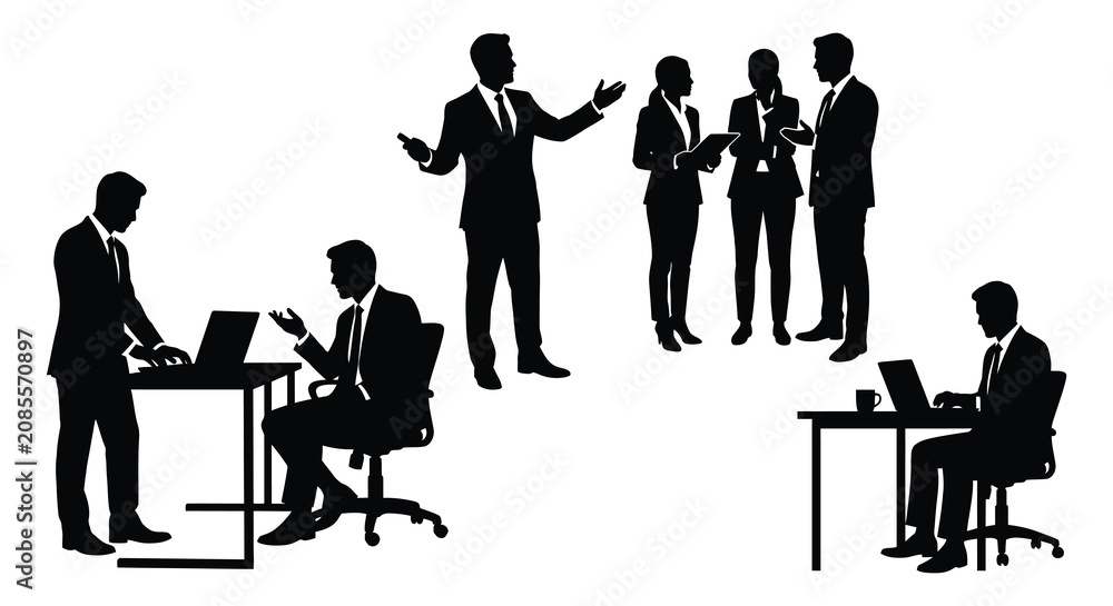 Fototapeta premium Businesspeople Silhouette Collection On White Background businessperson