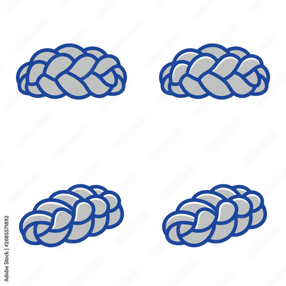 Fototapeta premium four pixel art braided elements in grey and blue, simple pattern design for digital applications