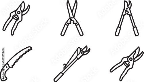 Bild auf Leinwand Set of six different hand tools including pliers and cutters Vector