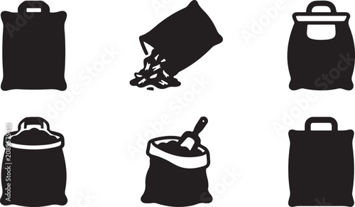 Fotografía Black fabric bags showing different stages of trash disposal Vector