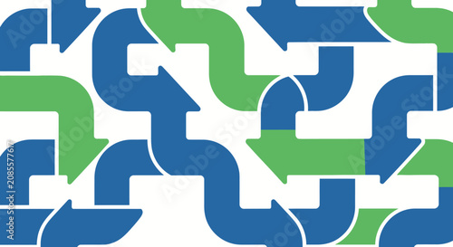 Green and blue arrows linked together.