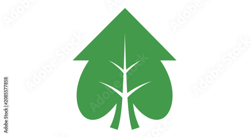 Green leaf shaped like house.