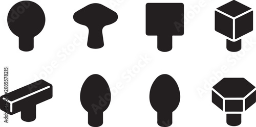 Tableau sur toile Flat design icons of different shaped lamp bases on black background Vector