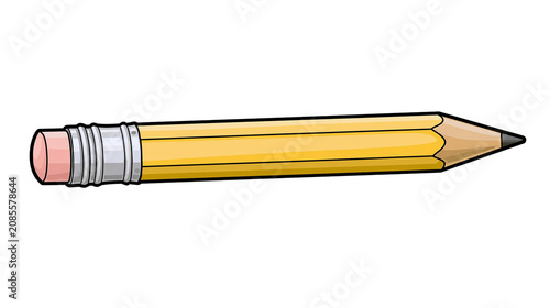 Принти на полотні Yellow graphite pencil with pink eraser and silver ferrule