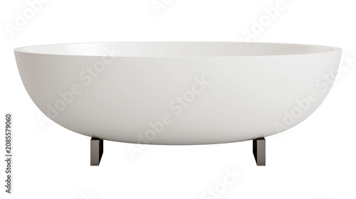 Photos Modern white oval bathtub with dark metal legs