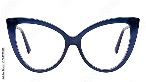 Fotografie Cat eye shape dark blue eyeglasses frame