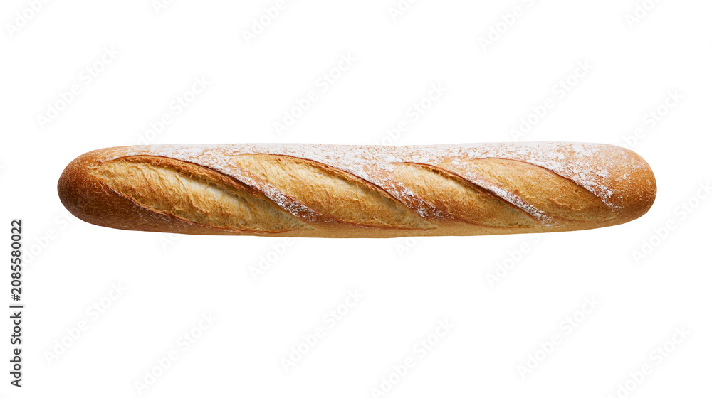Obraz premium Golden brown French baguette bread dusted with flour