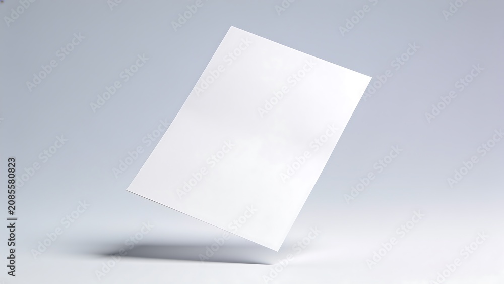Naklejka premium Blank White Paper Sheet Floating in Studio
