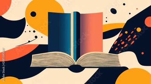 Open book on abstract background