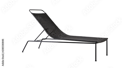 Obraz na płótnie Modern black woven chaise lounge chair with metal frame