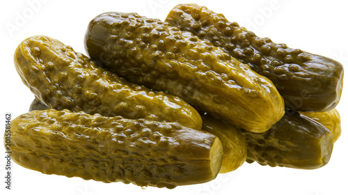 Obraz na plátně Gherkin pickles pile bumpy green cucumbers, brine preserved food