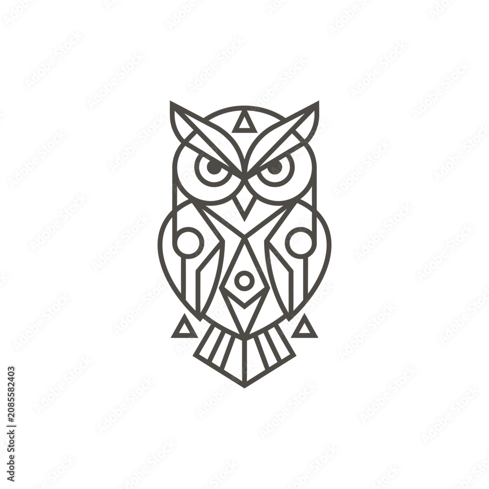 Obraz premium Geometric owl line art icon symbol