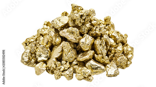 Slika na platnu Heap of raw gold nuggets with shiny metallic surface