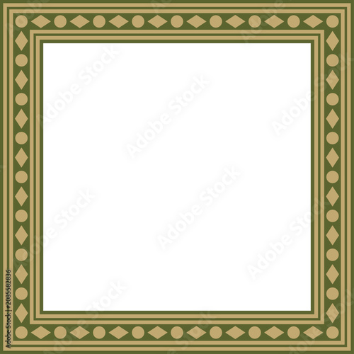 Photography Vector square gold with green ancient Russian ornament