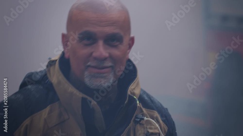 Firefighter Looking at Camera During Emergency Response