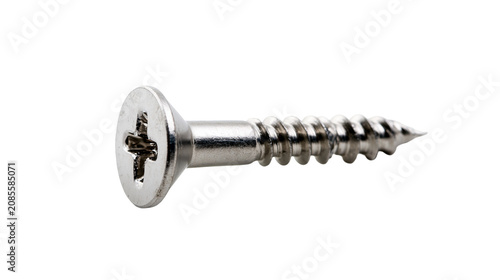 Photography Metal screw with Phillips head and threaded shaft