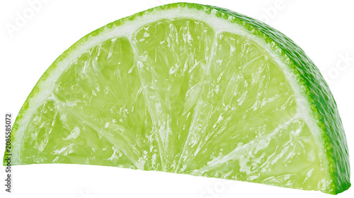 Fotografi Lime slice with vibrant green rind and juicy pulp