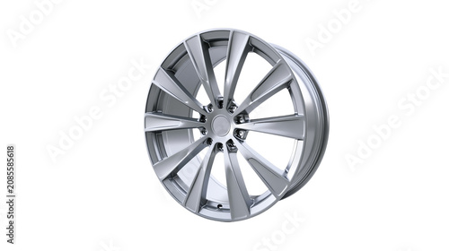 Tableau sur toile Silver alloy car wheel with multiple spokes