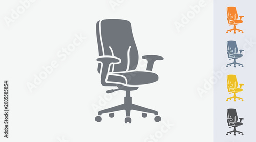 Konstfotografi Minimalist office chair icon featuring a modern ergonomic swivel chair