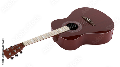 Canvas Print Acoustic guitar with dark red body and light fretboard