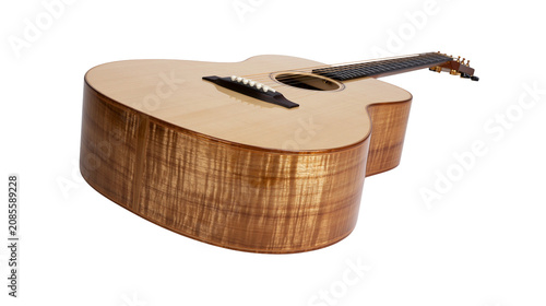 Tableau sur toile Acoustic guitar with light wood top and flamed maple sides