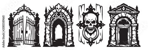 Halloween Elements Set, Gothic Architectural Elements Set