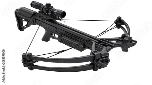 Foto Black tactical crossbow with scope and tactical stock