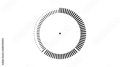 Abstract circular loading icon featuring black vertical lines arranged in a simple minimalist geometric pattern
