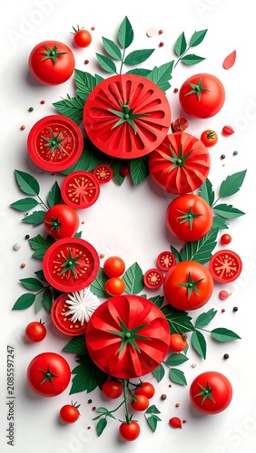 Close up of red berries and pine branches arrangement.