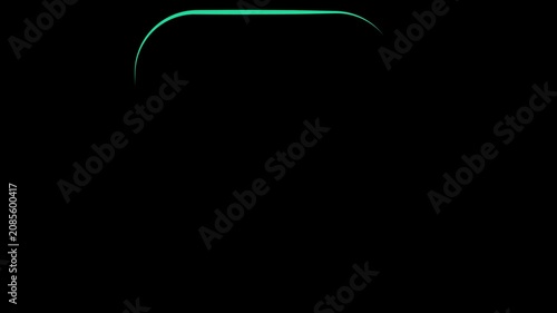 A neon line, illuminated in light blue, moves along a square with rounded corners.