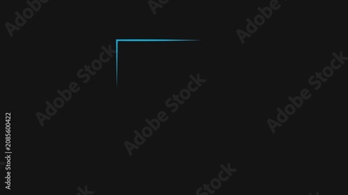 A neon line, illuminated in light blue, moves along a square.
