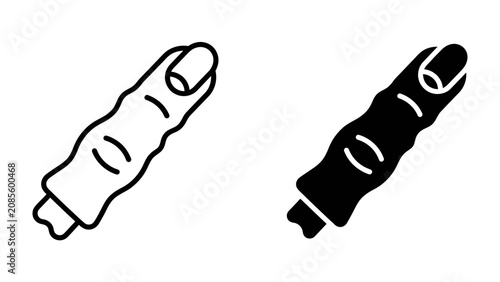 Foto Severed Finger Icon: Two graphic icons representing a severed finger, one in outline and one filled, ready for use in graphic design projects