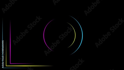 Animation of neon lines on a black background