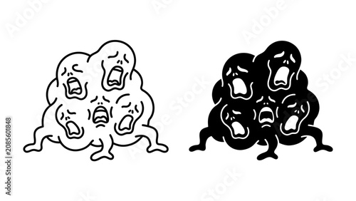 Fotografie Distress Manifested: A cluster of distressed figures, their faces contorted in anguish and despair