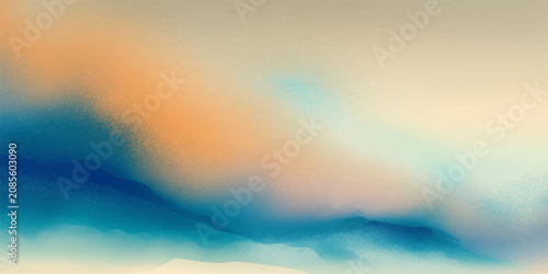 Fotografie Abstract Colorful Sunset Sky with Glowing Clouds Blue Horizon and Radiant Sunlig