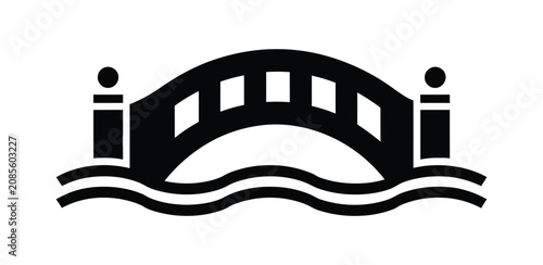 Foto Bridge over water icon collection, urban crossing symbols, pedestrian bridge abo